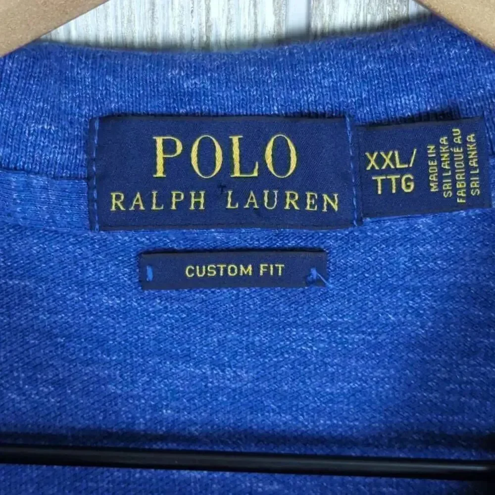 Polo Ralph Lauren Mens Size XXL Custom Fit Polo Shirt Blue Short Sleeve 100% Cot
